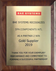 Gold Supplier Award from BAE Systems 2019.