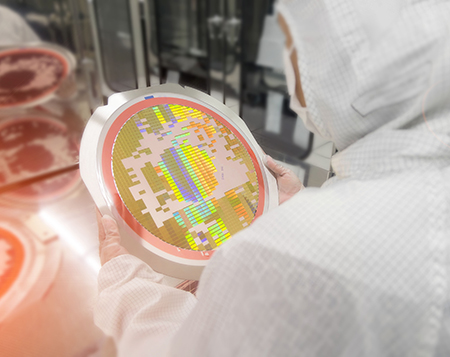 A man holding a die wafer