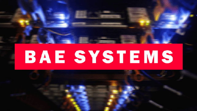 BAE SYSTEMS logo on blurred background.